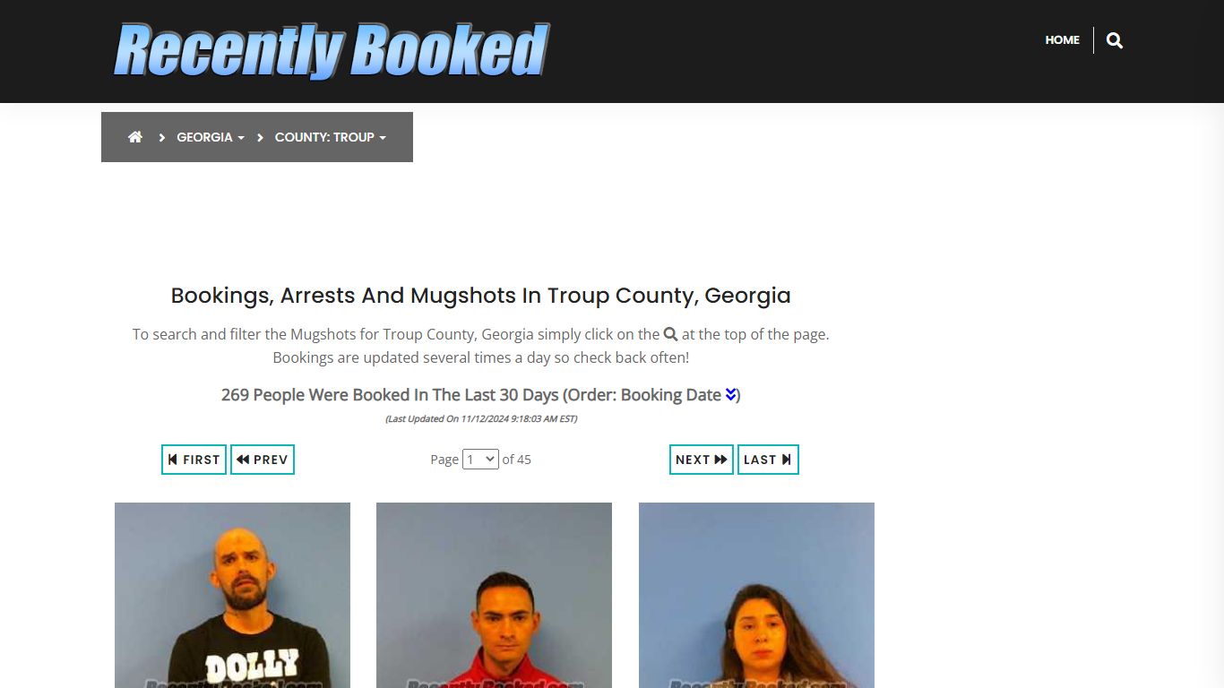 Bookings, Arrests and Mugshots in Troup County, Georgia - Recently Booked