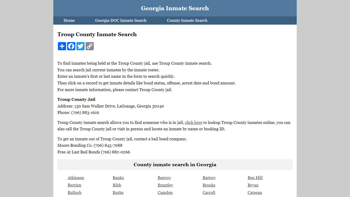 Troup County Inmate Search