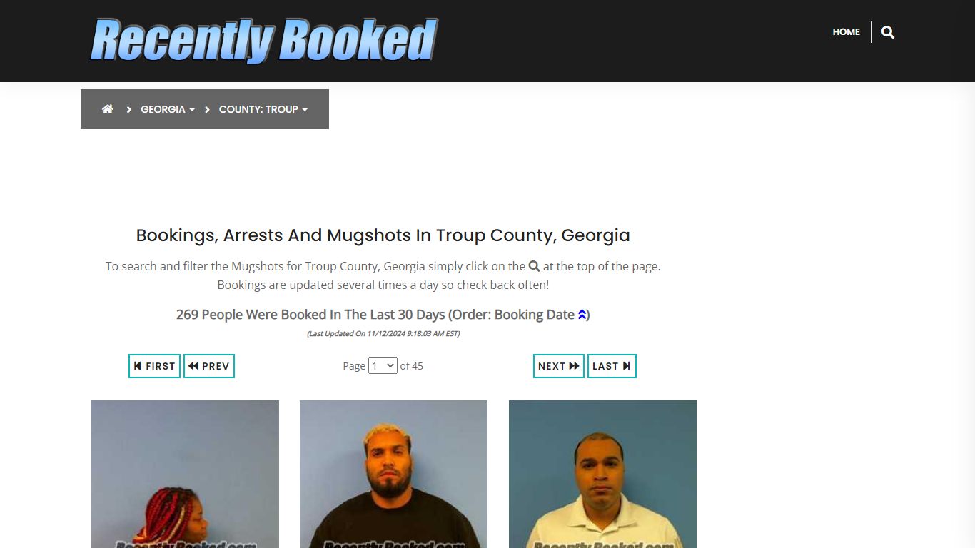 Bookings, Arrests and Mugshots in Troup County, Georgia - Recently Booked