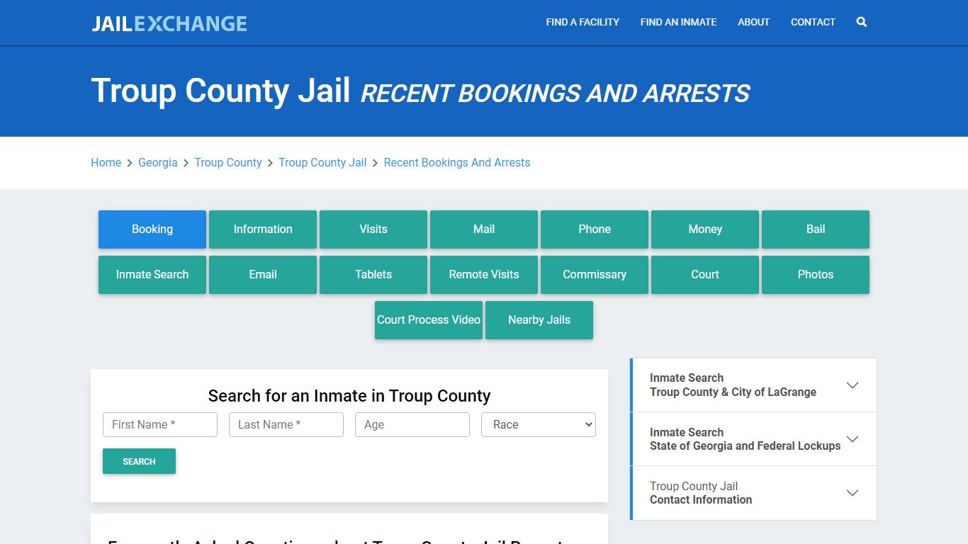 Troup County Jail Recent Bookings And Arrests - Jail Exchange