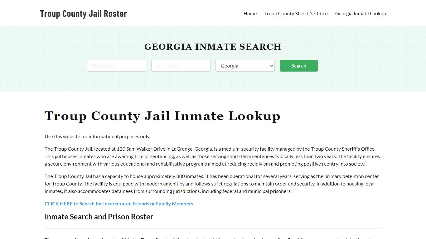 Troup County Jail Roster Lookup, GA, Inmate Search